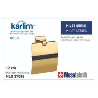 Mesa Teknik Karlim Milet Tuvalet Kağıtlık Kapaklı Gold 12cm (Altın)