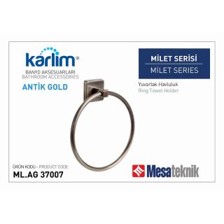 Mesa Teknik Karlim Milet Yuvarlak Havluluk Antik Gold