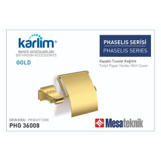 Mesa Teknik Karlim Phaselis Tuvalet Kağıtlık Kapaklı Gold (Altın)