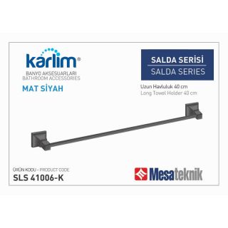 Mesa Teknik Karlim Salda Uzun Havluluk Mat Siyah 45 cm