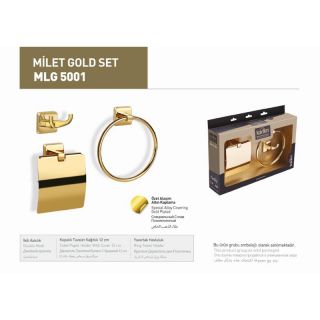 Mesa Teknik Milet Üçlü Set Gold Kaplama (Yuvarlak Havluluk)