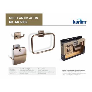 Mesa Teknik Üçlü Aksesuar Seti Antik Altın Kaplama (Kare Havluluk)