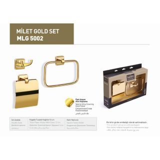 Mesa Teknik Milet Üçlü Set Gold Kaplama (Kare Havluluk)